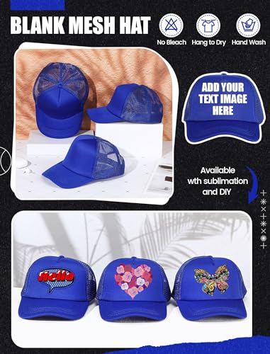 Tarpop 10 Pcs Sublimation Blank Trucker Hats Bulk - color: Royal Blue