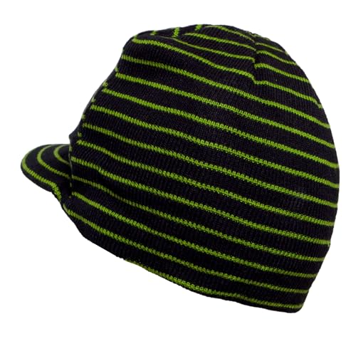 TOP HEADWEAR Solid Cuffless Beanie Visor - color: Black/Green