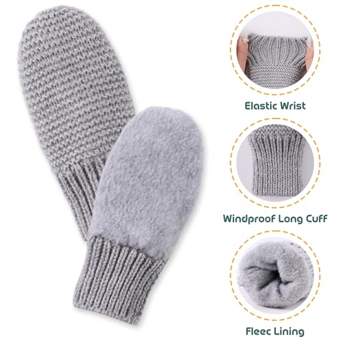 JANGANNSA Basic Winter Baby Beanie Gloves Boy Girl Knitted Kids Hat Mitten - color: Gray Hat+gloves No Thumb, size: 0-6 Months