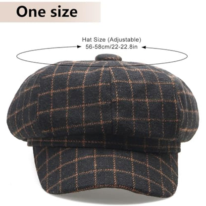 Newsboy Caps for Women Classic Beret Hats Autumn Winter Cap - color: E-black