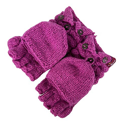 Agan Traders Women's 2026 Winter Mitten Hat Warm Fleece Lined Oversized Thick Chunky Slouchy From Nepal - color: Folding Pink