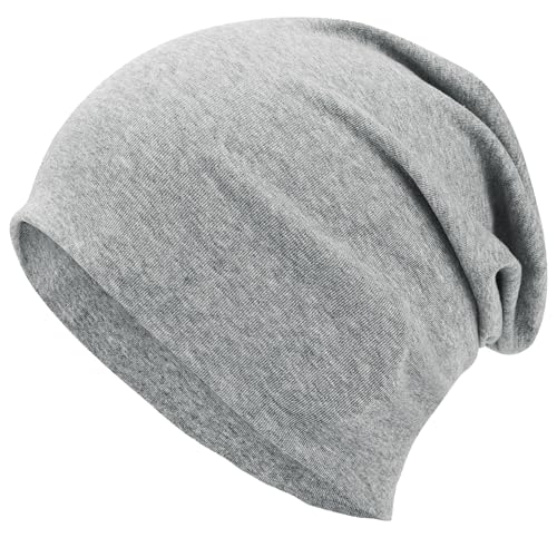 ROYBENS 100% Cotton T-Shirt Beanie for Women Men Slouchy Soft Skull Cap - color: 1pcs-light Grey