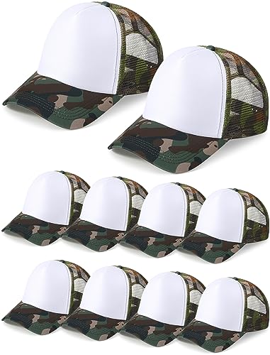 Tarpop 10 Pcs Sublimation Blank Trucker Hats Bulk - color: Camo White