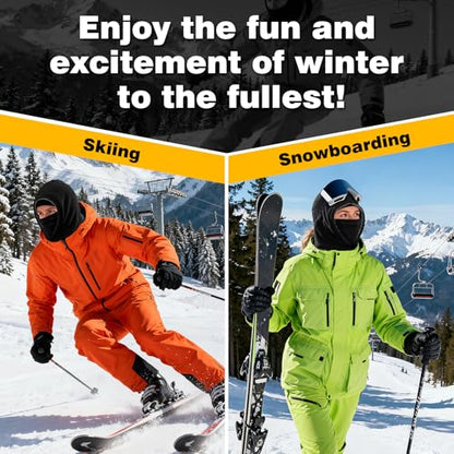 Winter Balaclava Ski Face Mask: Men Women Warm Windproof Face Cover Hat - color: Black & Grey-2 Packs-lined