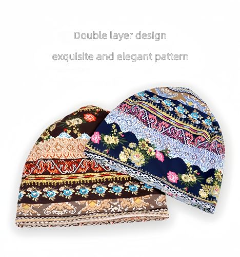 Women's Slouchy Beanie Hat Chemo Caps Cancer Headwear Hats Turban Baggy Sleeping Cap Boho Hats - color: 2pcs Coffee Blue