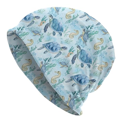 Beanie Hat for Men Women Slouchy Beanie Skull Sleep Cap Soft Lightweight Chemo Hat Stretch Cancer Headwear - color: Turtle