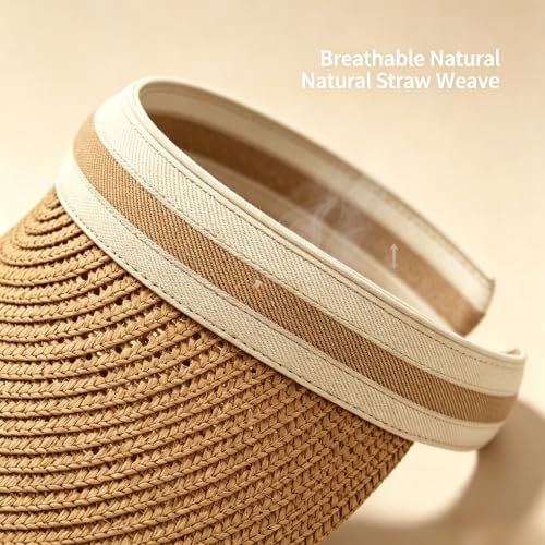 Khaki Women's Sun hat, Adjustable Straw Woven Sun hat,Suitable Outdoor