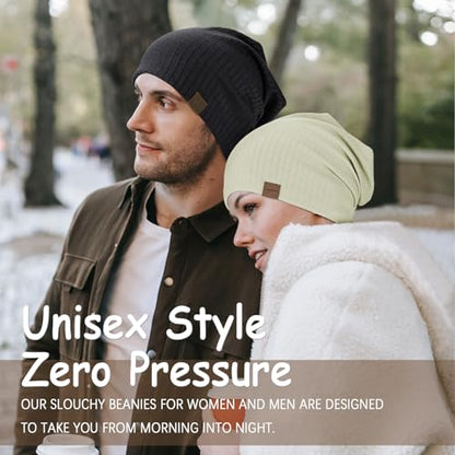 HAMUNI Slouchy Beanie for Men Women Soft Lightweight Chemo Headwear - color: Light Green
