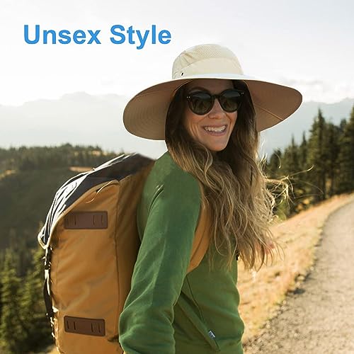 HUAMULAN Men Women 6" Wide Brim Sun Hat Summer Fishing Hats UV Protection - color: Bg9020-kaqi