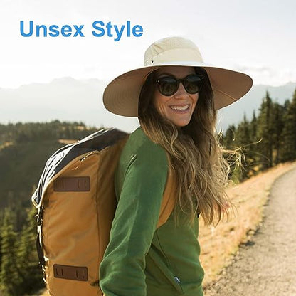HUAMULAN Men Women 6" Wide Brim Sun Hat Summer Fishing Hats UV Protection - color: Bg9020-kaqi