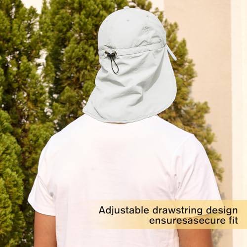 American Trends Mens Sun Hat with Neck Flap, UV Protection Outdoor Flap Hat, Packable Soft Fishing Hiking Gardening Hat - color: Light-gray