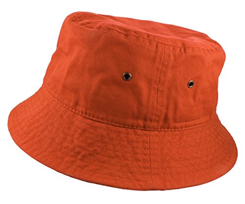 Gelante Solid Color 100% Cotton Bucket Hat for Women and Men Packable Travel Summer Beach Hat - color: Orange, size: Small-Medium