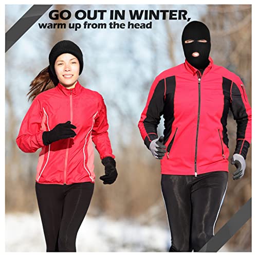 3 Hole Balaclava Ski Mask Cover Winter Knitted - color: Black