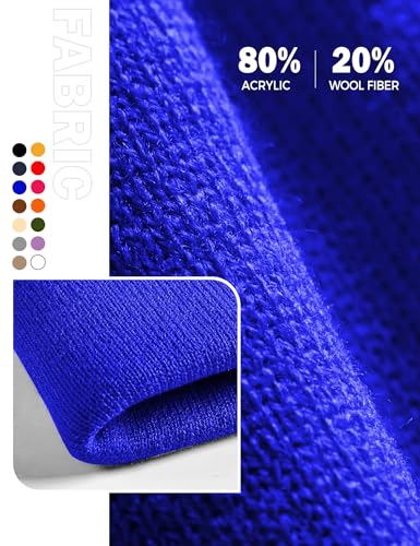 Beanie Hats for Men Women Knit Winter Hat, Warm Skull Stocking Cap, Striped Snow Hat Heated Cuffed Beanie - color: 2p-black+blue