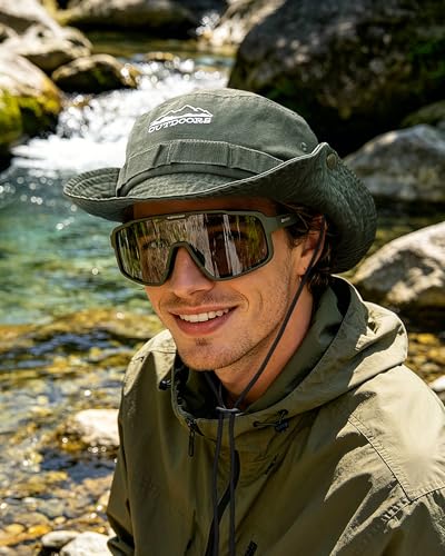 Clakllie Sun Hats for Women Men UV Protection Boonie Hats Summer Safari Jungle Hat Fishing Beach Hats UPF 50+ Camping Hats - color: S-dfh03-army Green