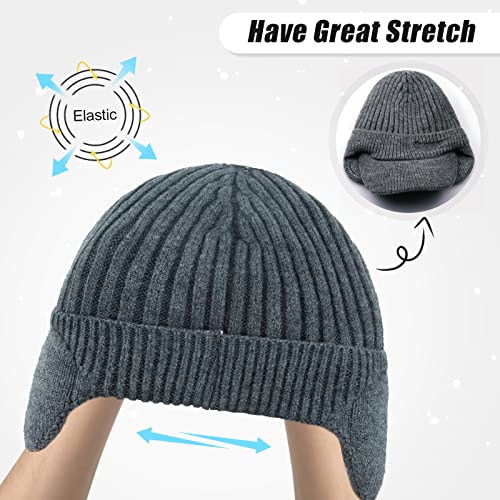 BAVST Hat for Men Knitted Beanie Women Winter Hats Men’s Stretchy Caps Outdoor Beanies Fleece Lined Ear Warmer - color: C-dark Grey