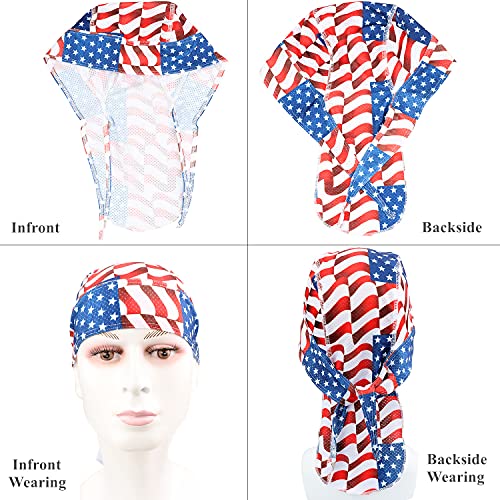 4 Pack Head Wraps Cycling Caps Dew Rag Skull Caps Beanie Cap Do Rags, Pirate Hats, Doo Rag, Durag Bandana - color: Flags, size: One Size