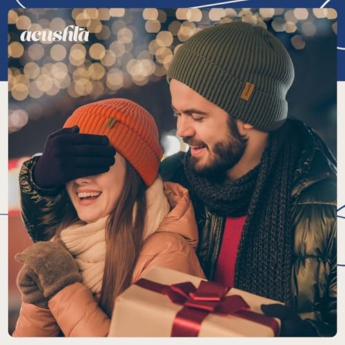 ACUSHLA 100% Merino Wool Beanie for Men & Women Knit Winter Hat Skull Cap - color: Orange, size: Medium-Large