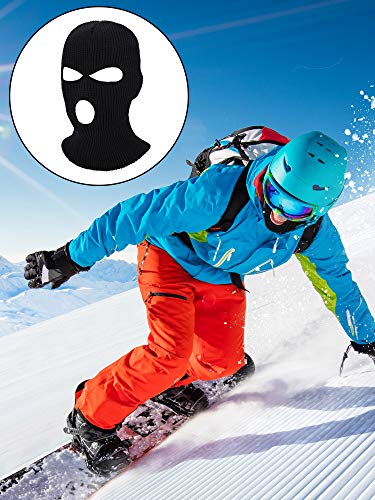 WILLBOND 2 Pieces Knitted Full Face Cover 3 Hole Mask Winter Balaclava Face Cover - color: Aterrimus, size: One Size