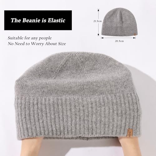 TOP-EX PolarWool Merino Wool Beanie with Soft Polartec Fleece Lining - color: Lightgrey, size: Medium-Large