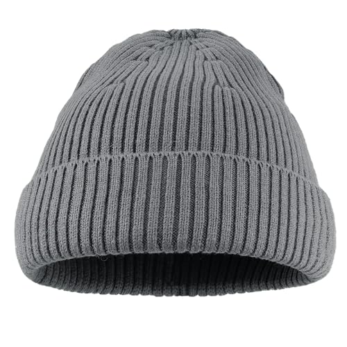 Clakllie Swag Beanie for Men Cuffed Thick Knitted Hat Warm Winter Hats Plain Stocking Skullcap Stretchy Fisherman Beanies Hat - color: Cdus-kh43-gray