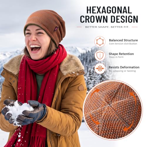 Lvaiz Winter Beanie for Men Women Warm Fleece Lined Reversible Skull Cap - color: Orange Grey+dark Green