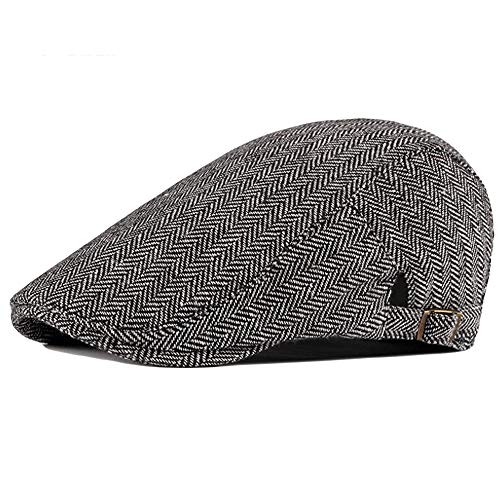 2 Pack Men's Cotton Flat Cap Ivy Gatsby Newsboy Hat - color: B