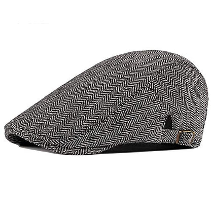2 Pack Men's Cotton Flat Cap Ivy Gatsby Newsboy Hat - color: B