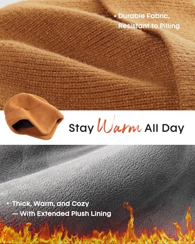 FURTALK Mens Winter Fleece Lined Beanie with Earflaps - color: Brown