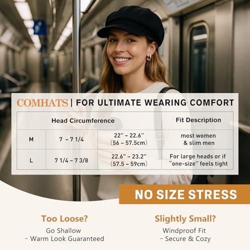Comhats Women's Wool Winter Warm Newsboy Hats, Fashion Pageboy Beret Cap - color: 67145_black, size: Large