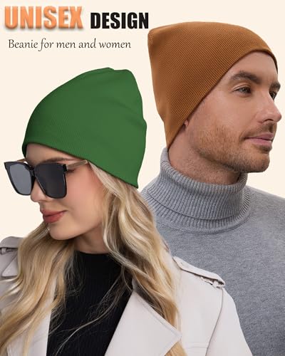 100% Cotton Beanie Hat Cuffless Beanies Warm Knit Winter Skull Cap - color: 1pcs-turquoise Green