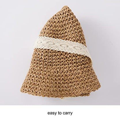 pureborn Baby Toddler Girls Straw Sun Hat Summer Beach Hat - color: Brown-1, size: 6-24 Months