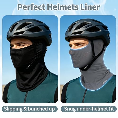 2 Pack Breathable Balaclava Ski Mask, Motorcy Helmet Liner Men Women - color: Black+Grey