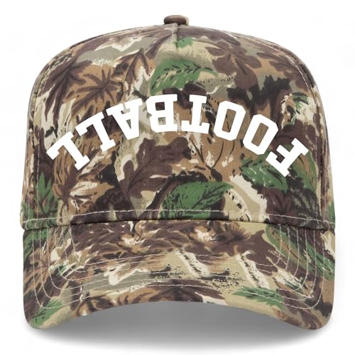 Football Upside Down Reversed Vintage Trucker Hat | Premium Snapback Baseball Hat for Men & Women - color: Camo