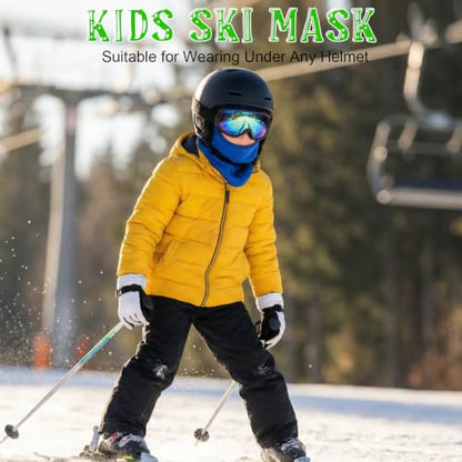 Kids Balaclava Ski Mask Winter Windproof Fleece Full Face Mask for Boy Girl - color: 2 Pack(blue+blue)