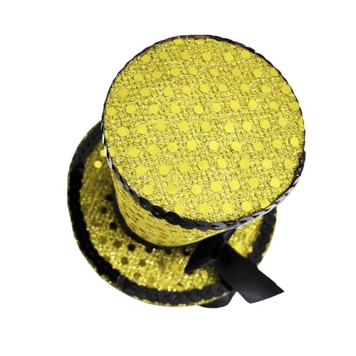 WLBON Halloween Mini Top Hat Headband 1920s Bow Sequins Hair Hoops Bands Fascinator Headpiece Hairband Women Christmas Holiday Festival Parade Cosplay Dress Up Birthday Tea Party Accessories Golden - color: Golden Tone