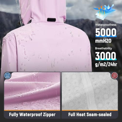 baleaf Women's Long Rain Coat Lightweight Packable Jacket with Hood - color: Pastel Purple, size: XX-Large