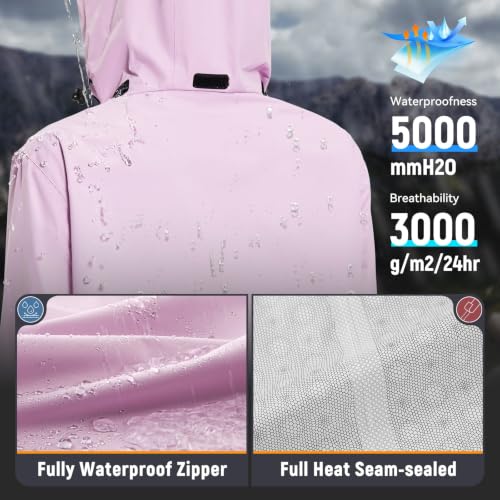 baleaf Women's Long Rain Coat Lightweight Packable Jacket with Hood - color: Pastel Purple, size: Medium