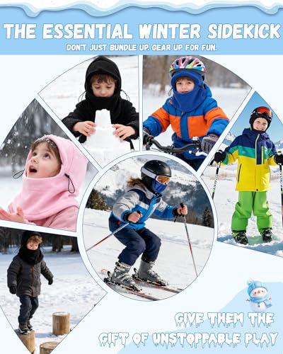 AWAYTR Kids Balaclava Ski Mask for Boys Girls - Fleece Windproof Winter Cap - color: Royal Blue