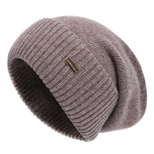 jaxmonoy Slouchy Beanies for Women Winter Lightweight Ladies Knit Hat Cuffed Soft Warm Slouch Beanie Cap - Brown - color: Brown