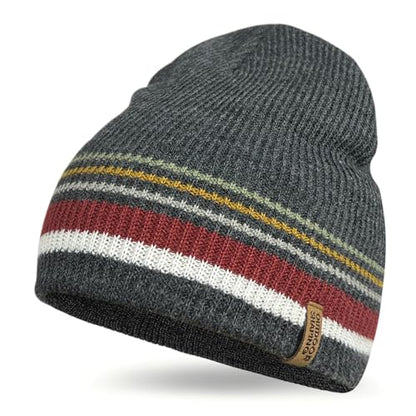 OUTDOOR SHAPING Unisex Knit Beanie Hat - Warm Durable Soft Skull Cap for Men & Women - color: Grey/Stripe
