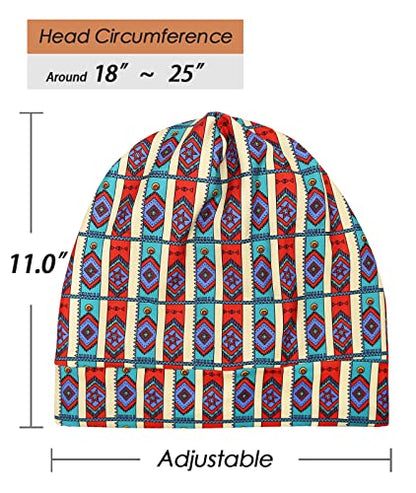Adjustable Satin Lined Sleep Cap for Dreadlocks Curly Hair Large Head-Stay On Overnight - color: Yellow Blue