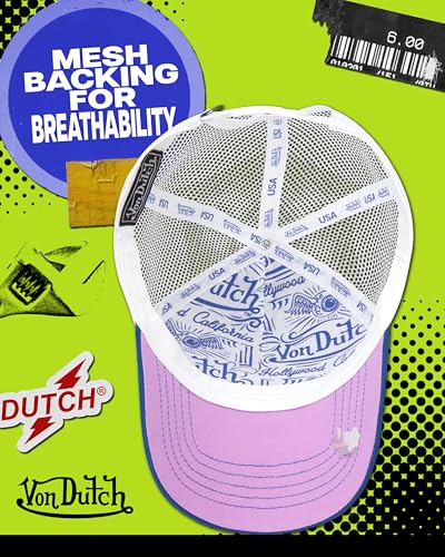 Von Dutch Unisex Trucker Hat, Colorblock, Mesh Back, Curved Bill, Snapback - color: Glacier Blue