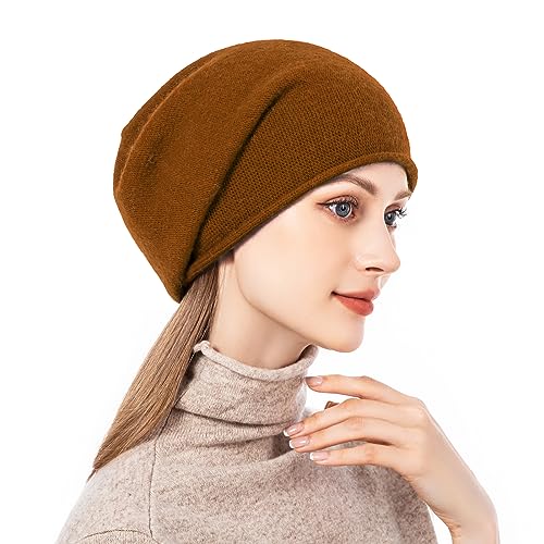 Knit Slouchy Beanie Hats for Women Cashmere Ski Cap Knitted Wool Soft Warm Winter Hat - color: A19-coffee