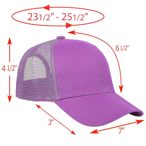 Falari Trucker Hat Baseball Cap Structured Plain Design 6 Panel, Adjustable Size - color: 1pk Lavender