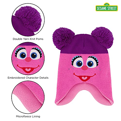 Sesame Street Girls' Winter Hat and Mittens Set, Abby Cadabby Beanie for Ages 2-4 - color: Dark Pink