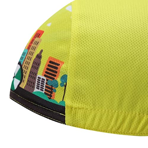 Funny Cycling Cap - Polyester Skull Cycling Hat-Under Helmet -Cartoon Cycling Helmet Liner Breathable&Sweat Uptake - color: Fuu-yellow