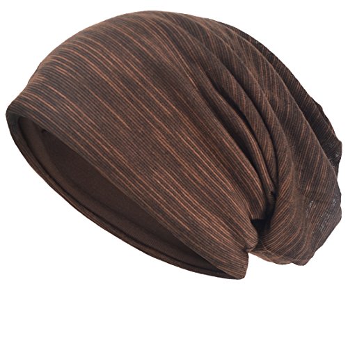 VECRY Men Slouch Hollow Beanie Thin Summer Cap Skullcap - color: Brown