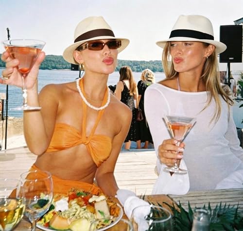 Straw Fedora Hat for Women Men Short Brim Panama Hats Derby Trilby Hats Breathable Packable Summer Beach Sun Hat - color: Beige Brown