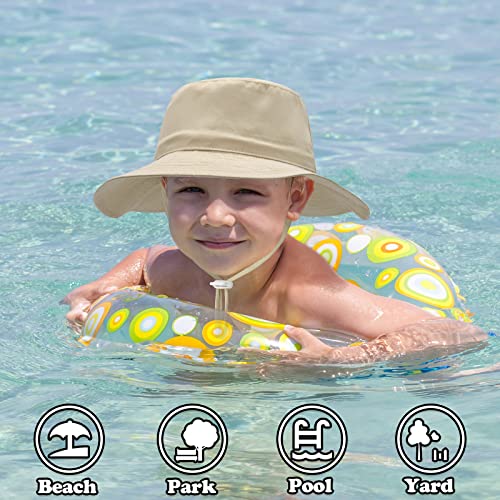 Sarfel Baby Sun Hat Summer Baby Boy Hats UPF 50+ Sun Protection Toddler Hat Bucket for Baby Girl Adjustable Kid Cap - color: Beige, size: 6-24 Months